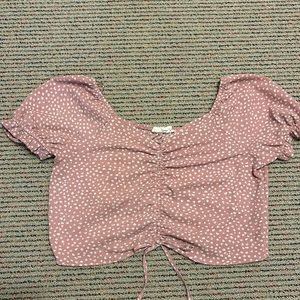 large pink and white crop top